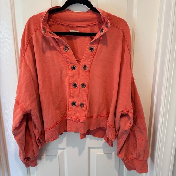 Pilcro Tops - Pilcro Coral Cropped Sweatshirt Size 2X